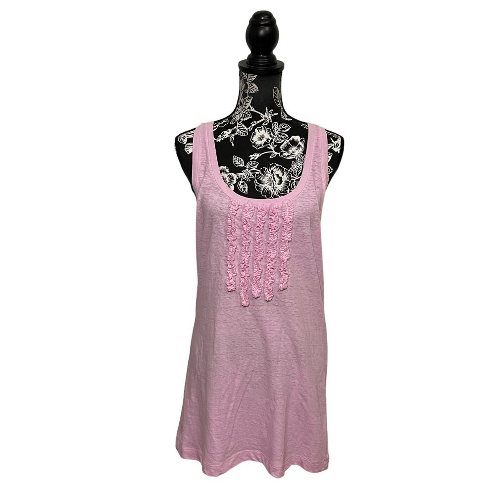 DSQUARED2 Tank Top 100% Cotton Jersey Light Pink Ruffles Streetwear Italy XL